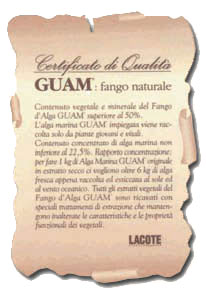Certificato di Qualit Guam - Gli Originali Fanghi Anticellulite da acquistare su questo sito - Vi proponiamo solo gli originali...Visualizza tutti i Prodotti Guam Online a Prezzi Imbattibili!!!